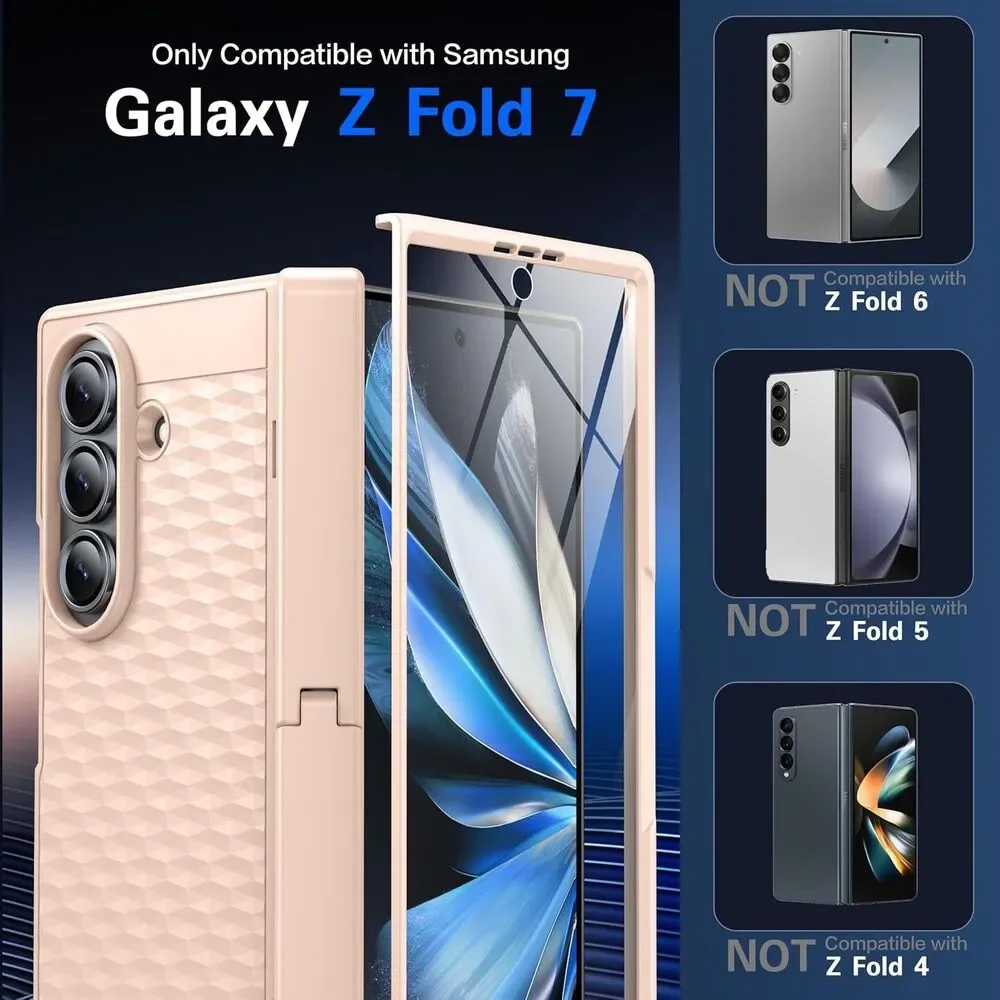 Samsung Galaxy Z Fold 7 MagSafe Case Screen Protector Hinge Kickstand Gold